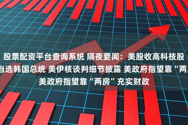 股票配资平台查询系统 隔夜要闻：美股收高科技股领涨 李在明当选韩国总统 美伊核谈判细节披露 美政府指望靠“两房”充实财政